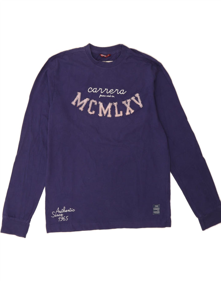 CARRERA Mens Graphic Top Long Sleeve Large Purple Cotton Vintage Carrera and Second-Hand Carrera from Messina Hembry 
