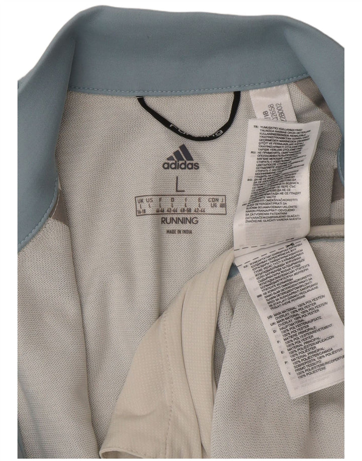 Γυναικεία αθλητική φόρμα Adidas 3/4 μανίκια τοπ μπουφάν UK 16/18 μεγάλο μπλε πολυεστέρας