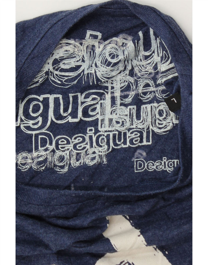 Ανδρικό γραφικό μπλουζάκι Desigual Top Large Navy Blue από βαμβάκι