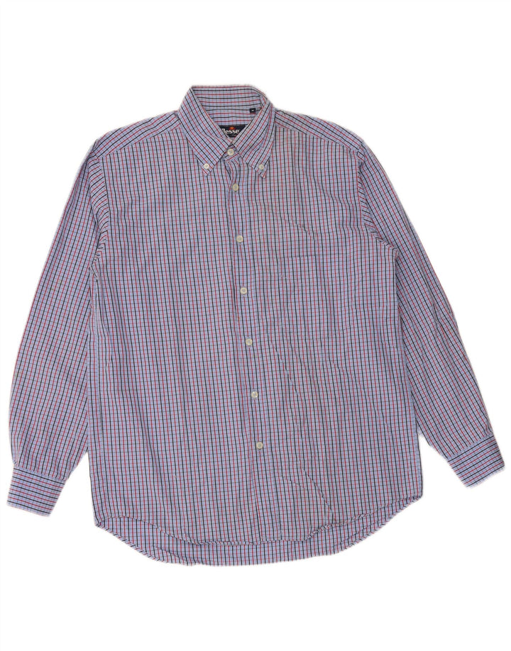 Ανδρικό πουκάμισο ELLESSE μεσαίο μπλε καρό βαμβακερό