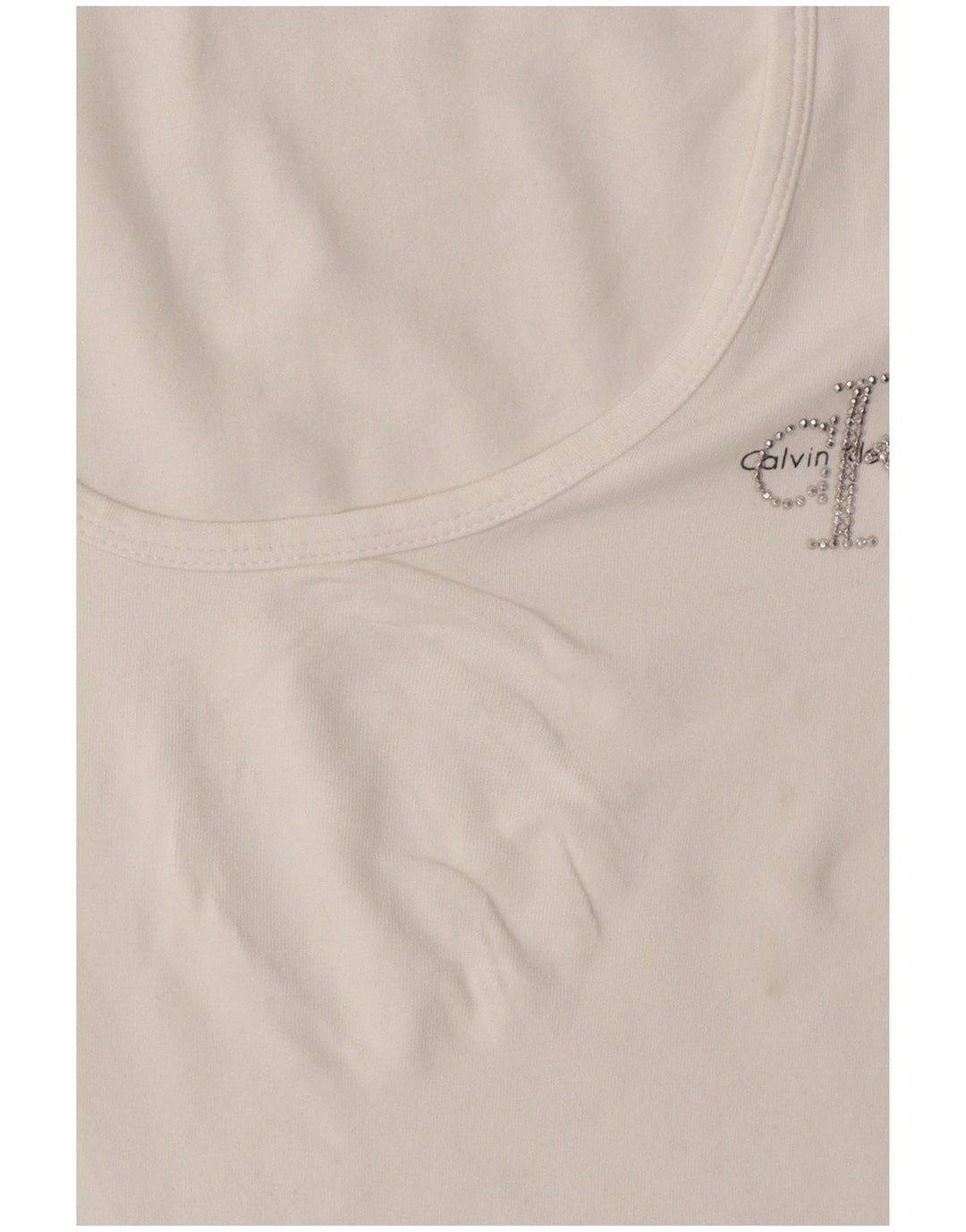 Γυναικείο Crop γραφικό μπλουζάκι CALVIN KLEIN JEANS Top UK 14 Large White