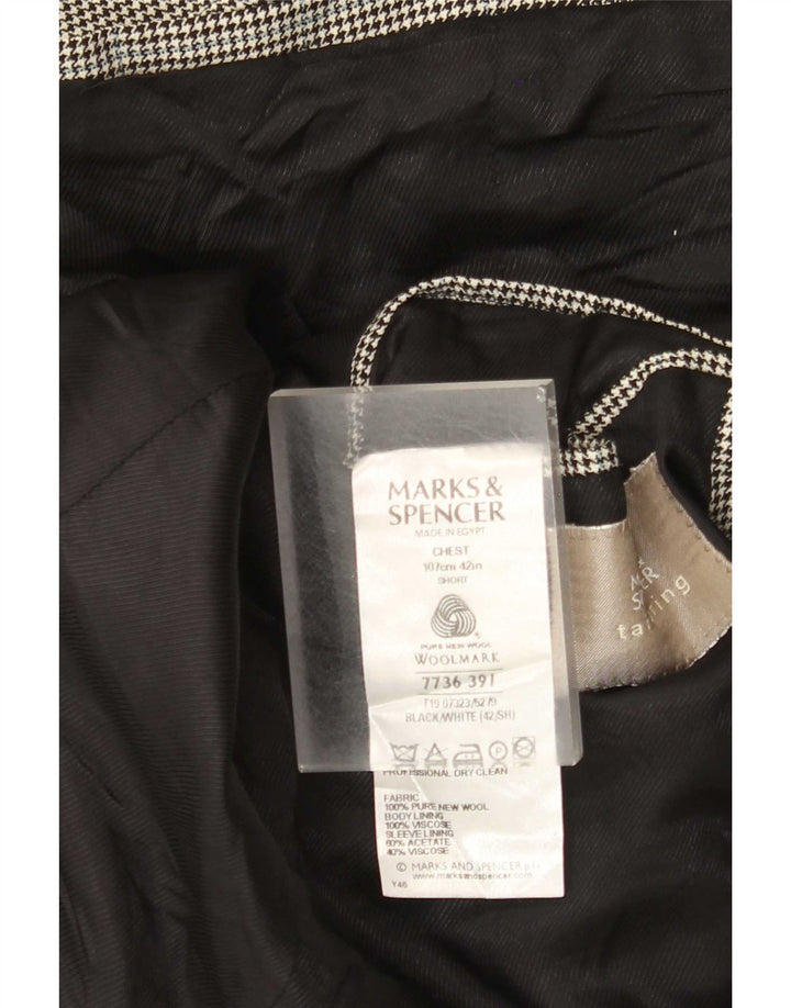 Marks & Spencer Ανδρικό σακάκι σακάκι με 2 κουμπιά UK 42 Large Black Houndstooth