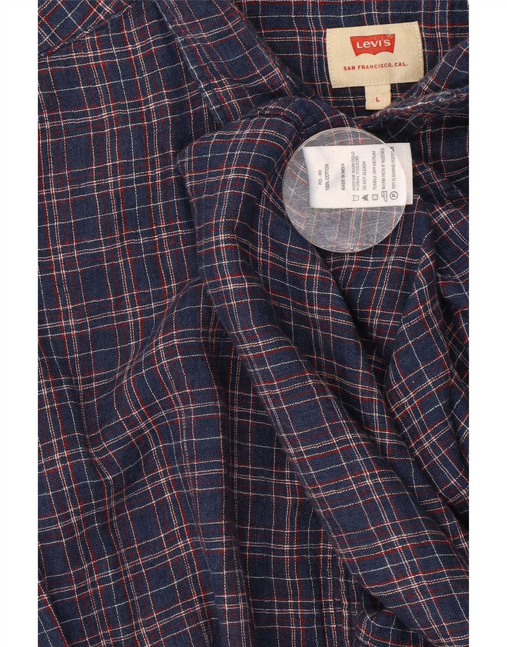 Ανδρικό πουκάμισο Levi's Slim Fit Large Navy Blue Check Cotton