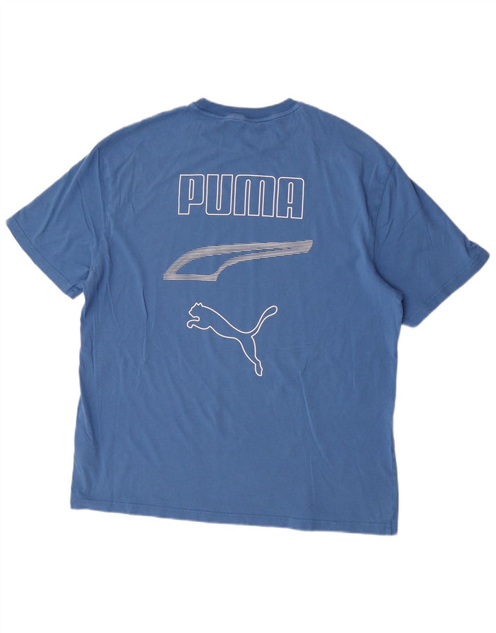 Ανδρικό γραφικό μπλουζάκι PUMA τοπ μεγάλο μπλε βαμβακερό