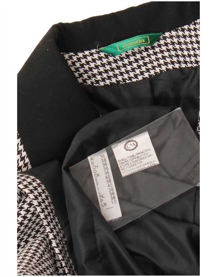 Canda γυναικείο μπουφάν σακάκι με 3 κουμπιά UK 10 Small Black Houndstooth Πολυεστέρας