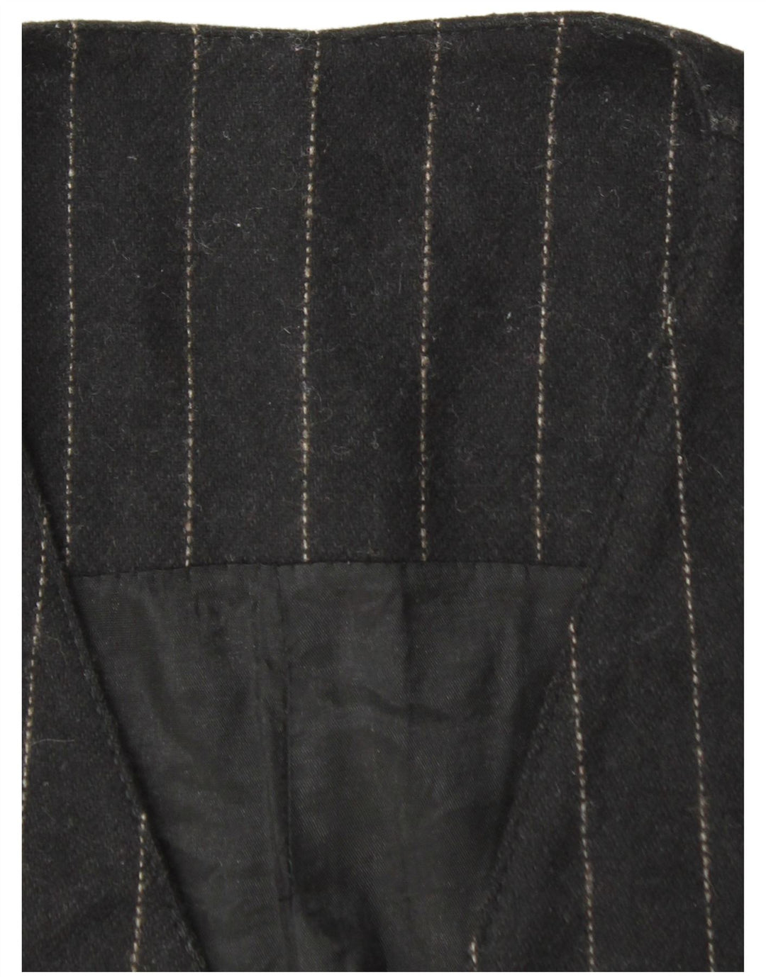 VINTAGE Womens 5 Button Blazer Jacket UK 12 Medium Black Pinstripe