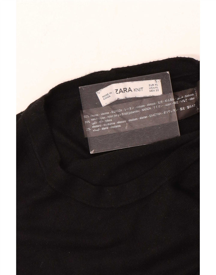 Zara Γυναικείο πουλόβερ με λαιμόκοψη UK 14 μεσαία μαύρη βισκόζη