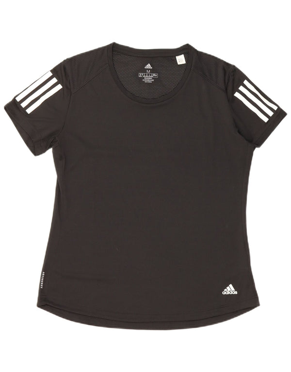 Γυναικείο T-Shirt Aeroready ADIDAS Top UK 12/14 Μεσαίο μαύρο πολυεστέρα