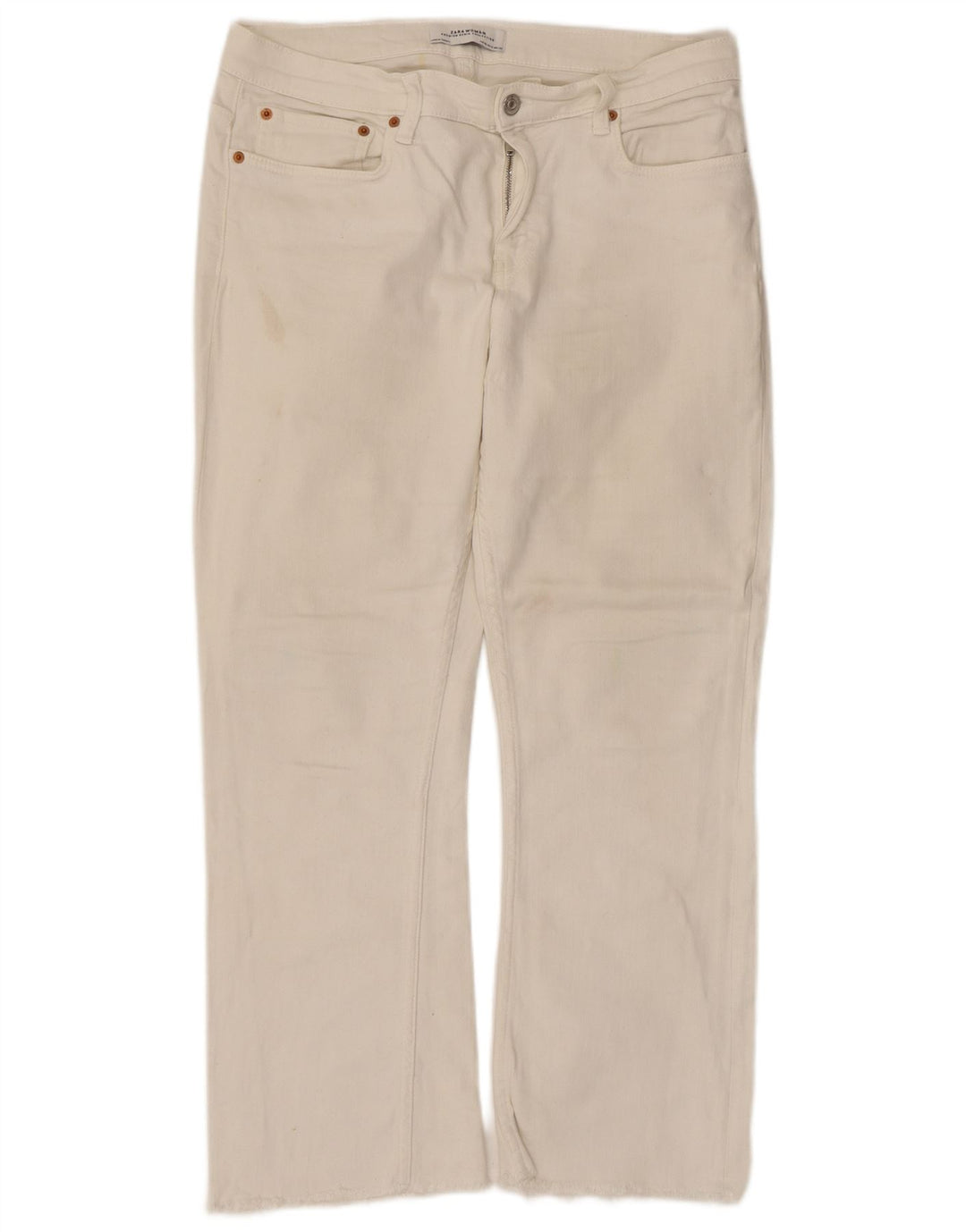ZARA Γυναικείο Cropped Jeans EU 40 Medium W30 L25 Λευκό βαμβακερό