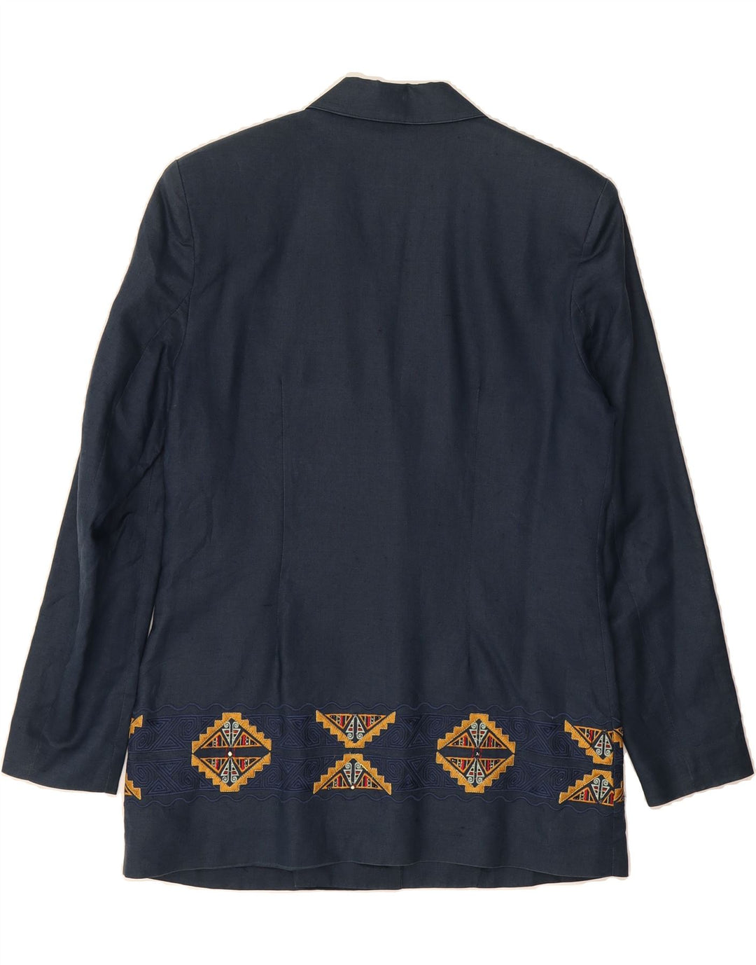 VINTAGE Womens 2 Button Blazer Jacket IT 46 Large Navy Blue Fair Isle Vintage Vintage and Second-Hand Vintage from Messina Hembry 