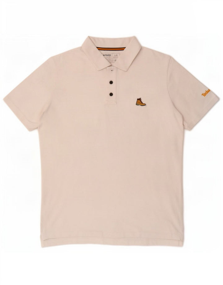 Timberland Ανδρικό πουκάμισο Polo με κανονική εφαρμογή, μεγάλο λευκό βαμβακερό