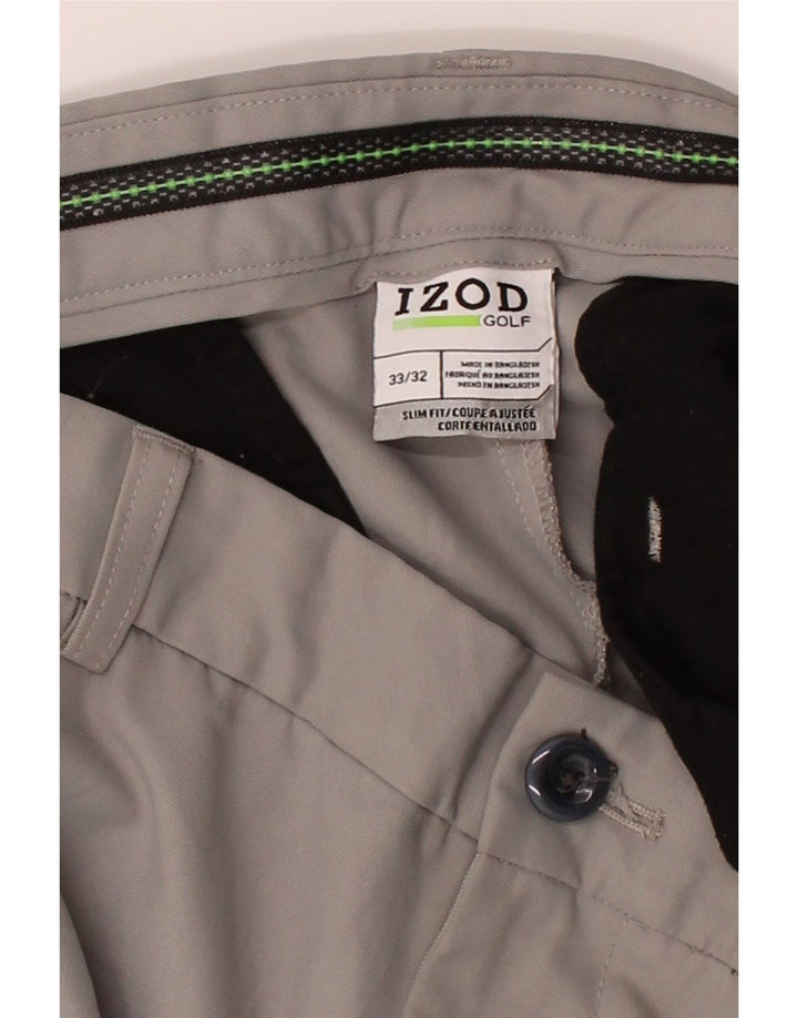 IZOD Mens Golf Slim Fit Chino Trousers W33 L32 Grey Polyester Vintage Izod and Second-Hand Izod from Messina Hembry 