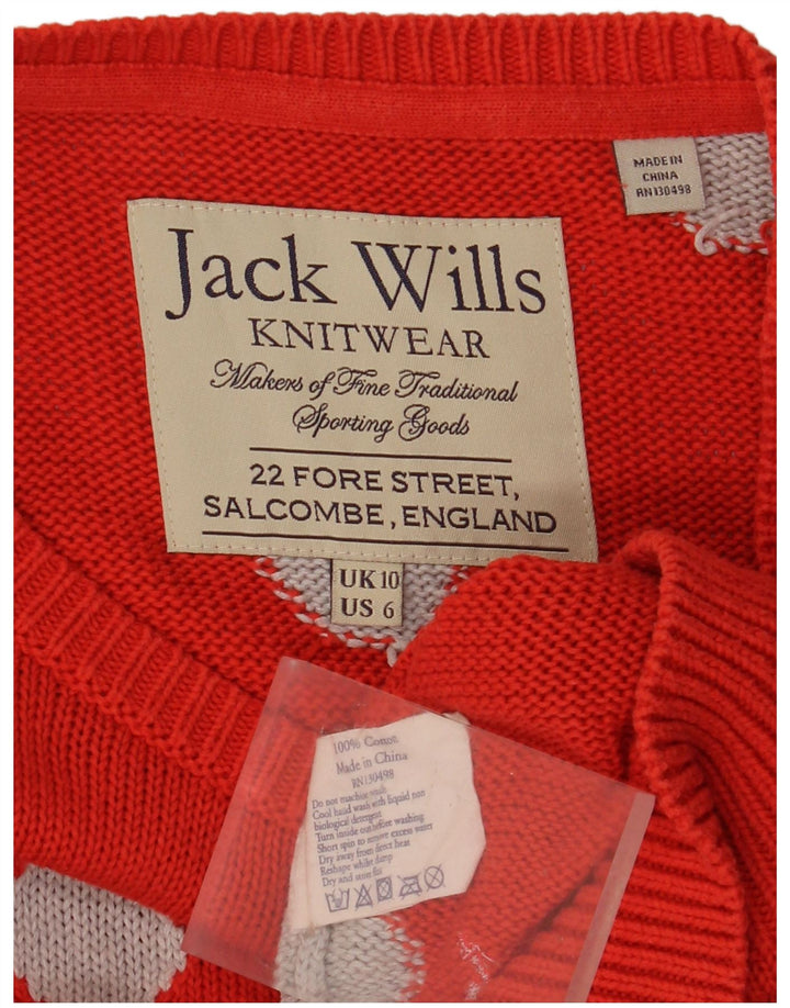 JACK WILLS Γυναικείο πουλόβερ με λαιμόκαυστο UK 10 Small Red Polka Dot