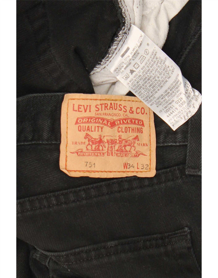 Levi's Mens 751 Straight Jeans W34 L32 Μαύρο βαμβακερό