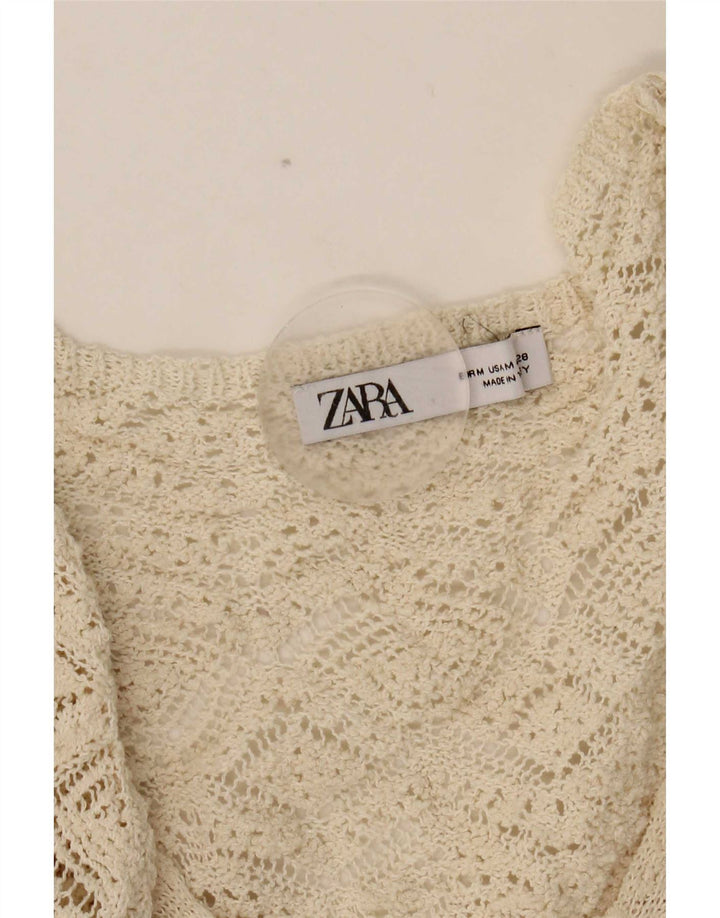 Zara Γυναικείο φόρεμα 3/4 με μανίκια UK 12 Medium White Polyester