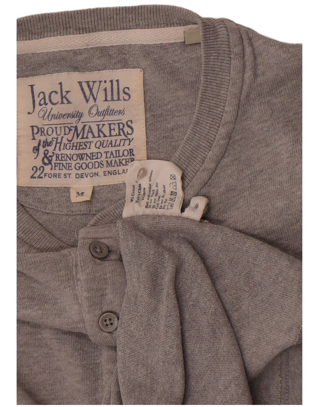 Jack Wills Ανδρικό μακρυμάνικο μπλουζάκι μεσαίο γκρι βαμβακερό