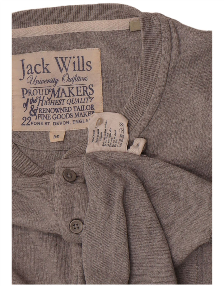 Jack Wills Ανδρικό μακρυμάνικο μπλουζάκι μεσαίο γκρι βαμβακερό