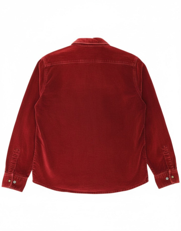 Think Pink Womens Corduroy Shirt UK 14 Medium Burgundy Cotton