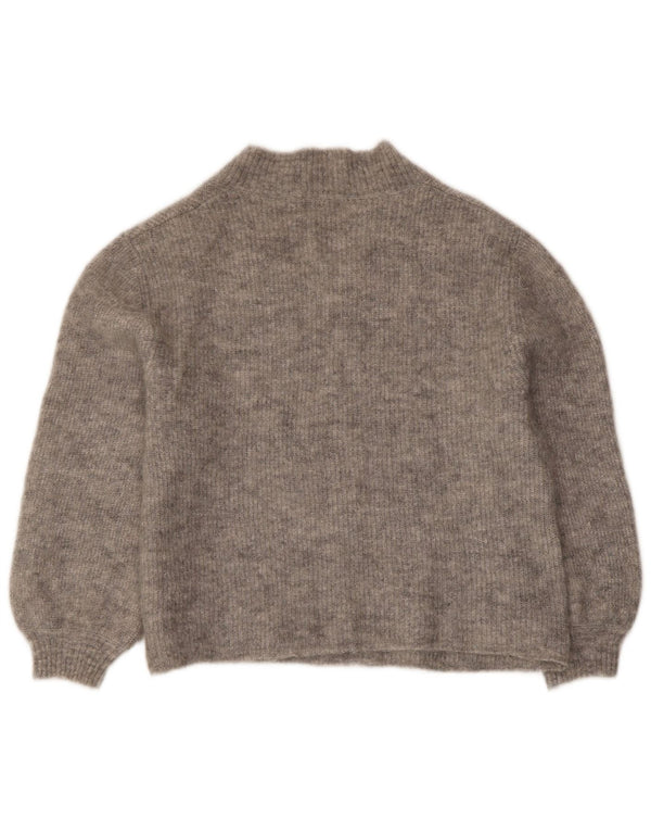 Γυναικείο πουλόβερ ZARA Crop με V λαιμόκοψη UK 14 Medium Grey Flecked