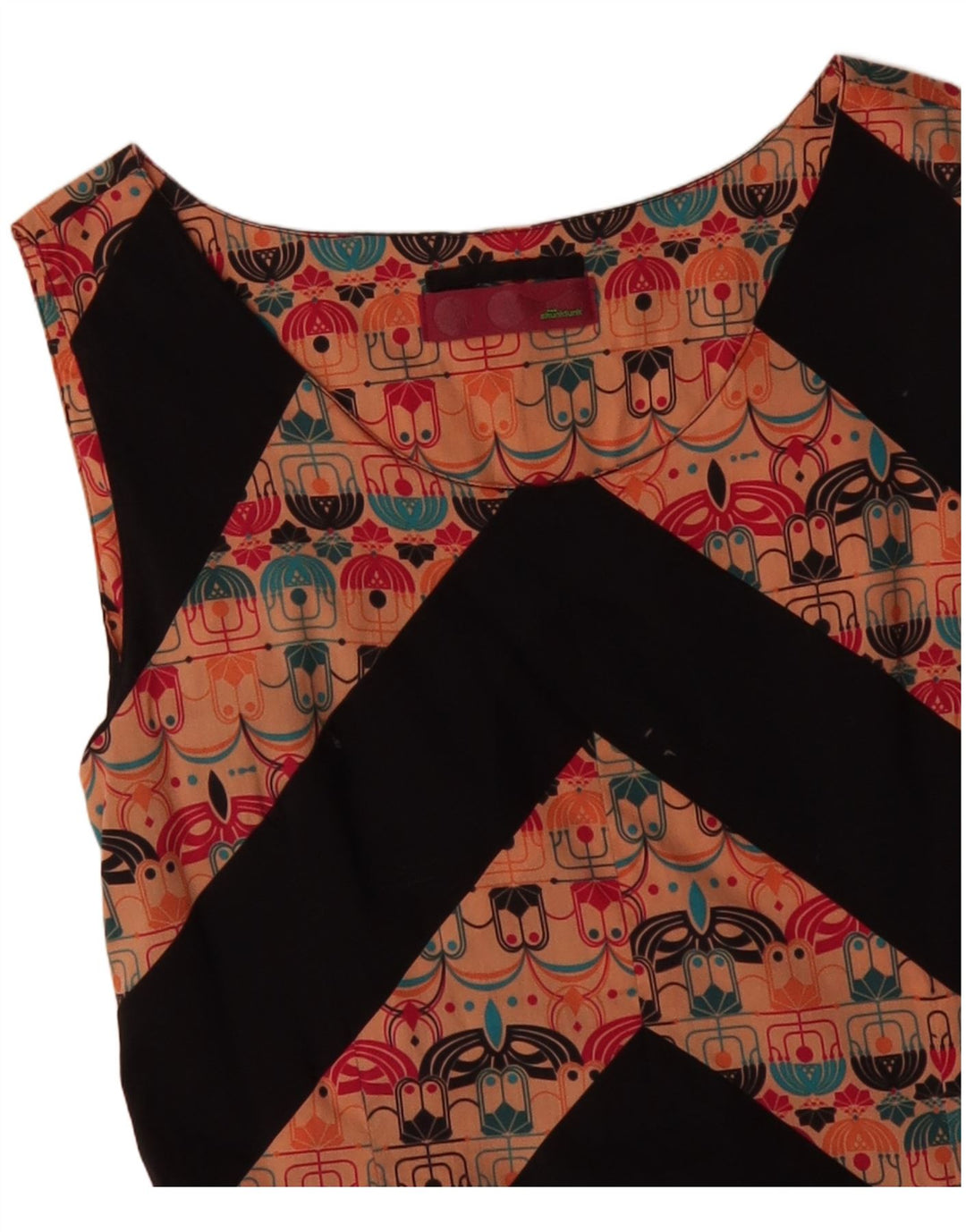 SKUNKFUNK Γυναικείο αμάνικο φόρεμα UK 12 μεσαίου πορτοκαλί Chevron βαμβακερό