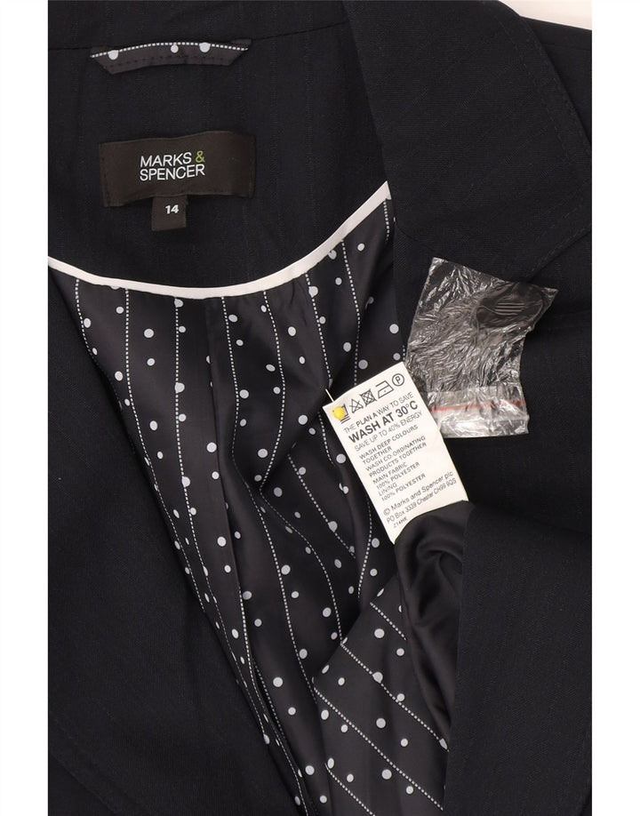 Marks & Spencer Γυναικείο σακάκι UK 14 Medium Navy Blue ριγέ