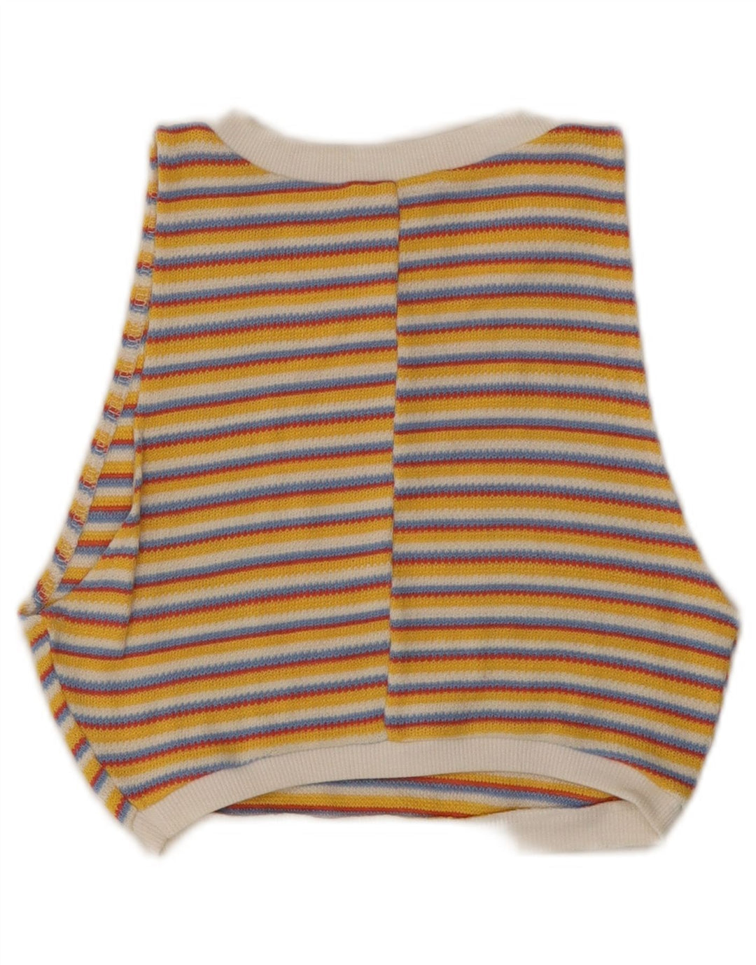 ZARA Γυναικείο Knit Crop Top UK 8 Small Yellow ριγέ
