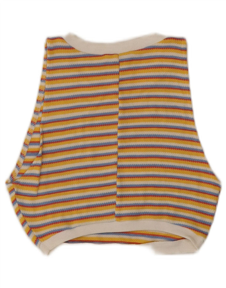 ZARA Γυναικείο Knit Crop Top UK 8 Small Yellow ριγέ