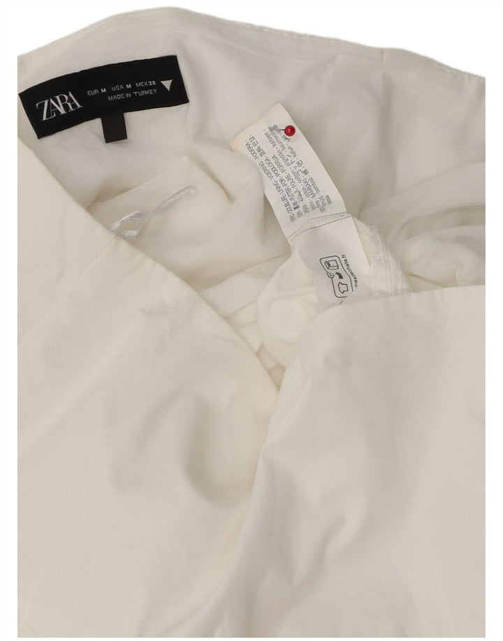 Zara Γυναικεία Mini Ruffle Φούστα Medium W30 Λευκή Βαμβακερή