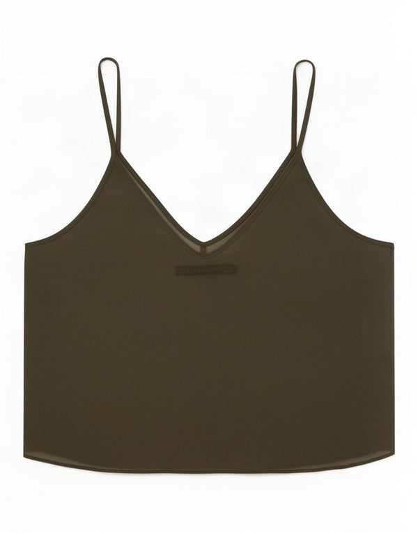 Zara Womens See Through Crop Top UK 12 Medium Khaki