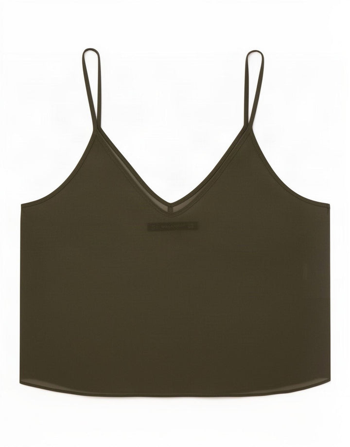 Zara Womens See Through Crop Top UK 12 Medium Khaki