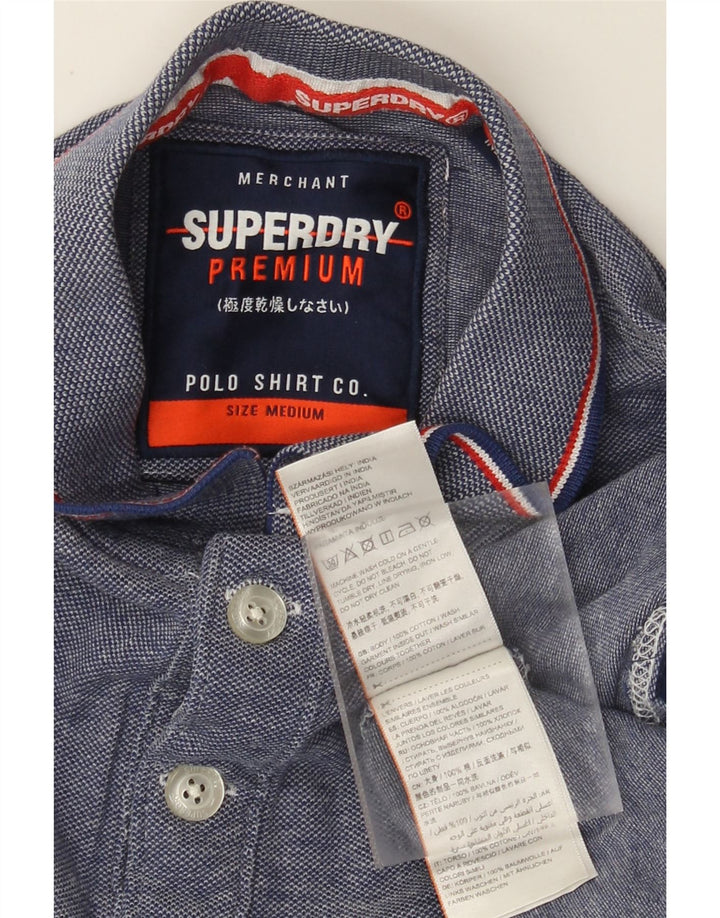 Ανδρικό πουκάμισο πόλο Superdry, Βαμβακερό μεσαίο μπλε φλύκταινα