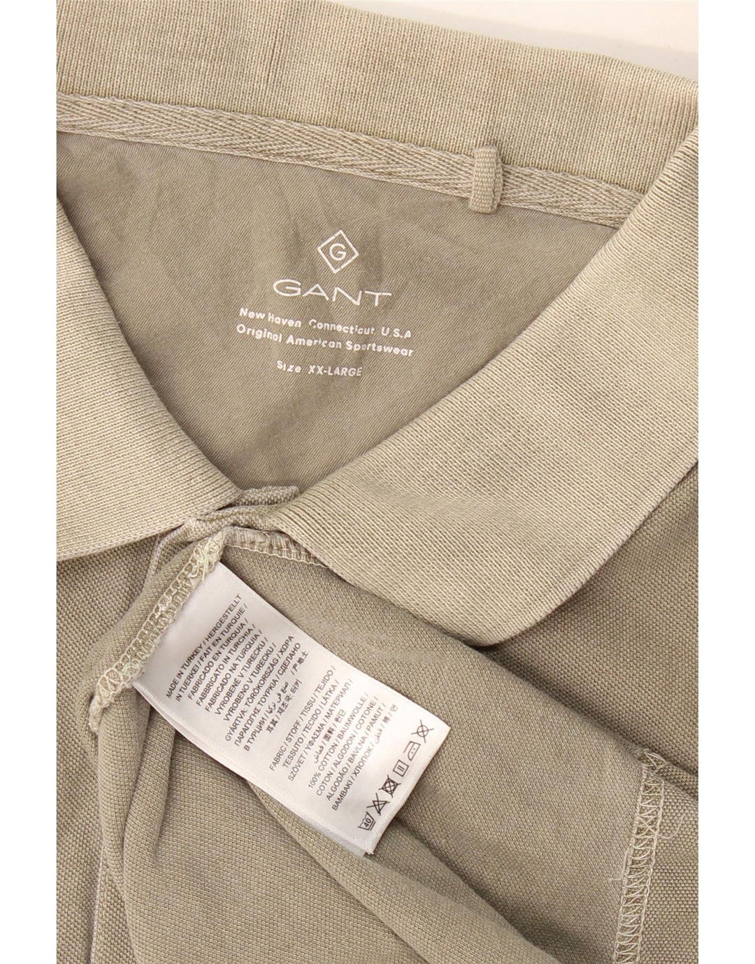 Ανδρικό μπλουζάκι πόλο GANT 2XL Χακί βαμβακερό