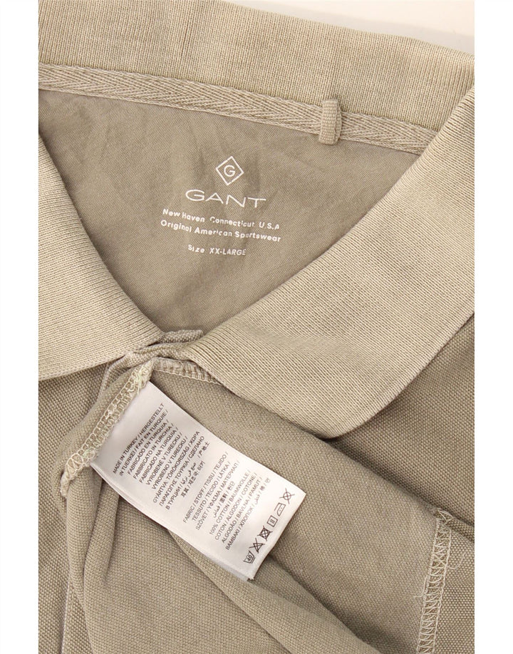 Ανδρικό μπλουζάκι πόλο GANT 2XL Χακί βαμβακερό