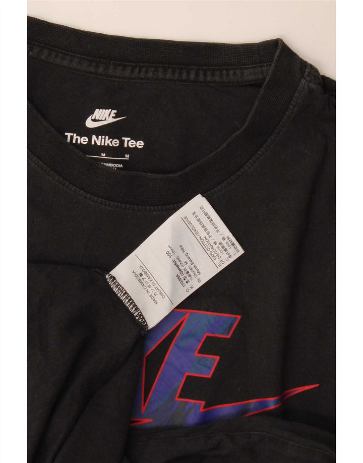 Ανδρικό γραφικό μπλουζάκι Nike, μεσαίο μαύρο βαμβακερό