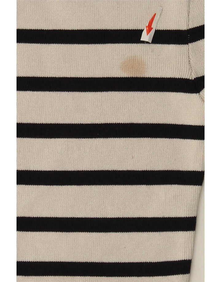Zara Γυναικείο Crop Top UK 8 Μικρή λευκή ριγέ βισκόζη