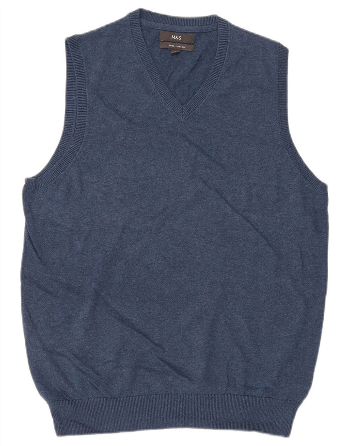 MARKS & SPENCER Ανδρικό γιλέκο Tank Top Medium Navy Blue Cotton