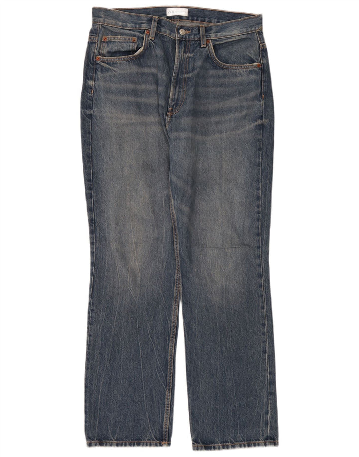 Zara Γυναικείο Straight Jeans EU 44 XL W34 L32 Blue