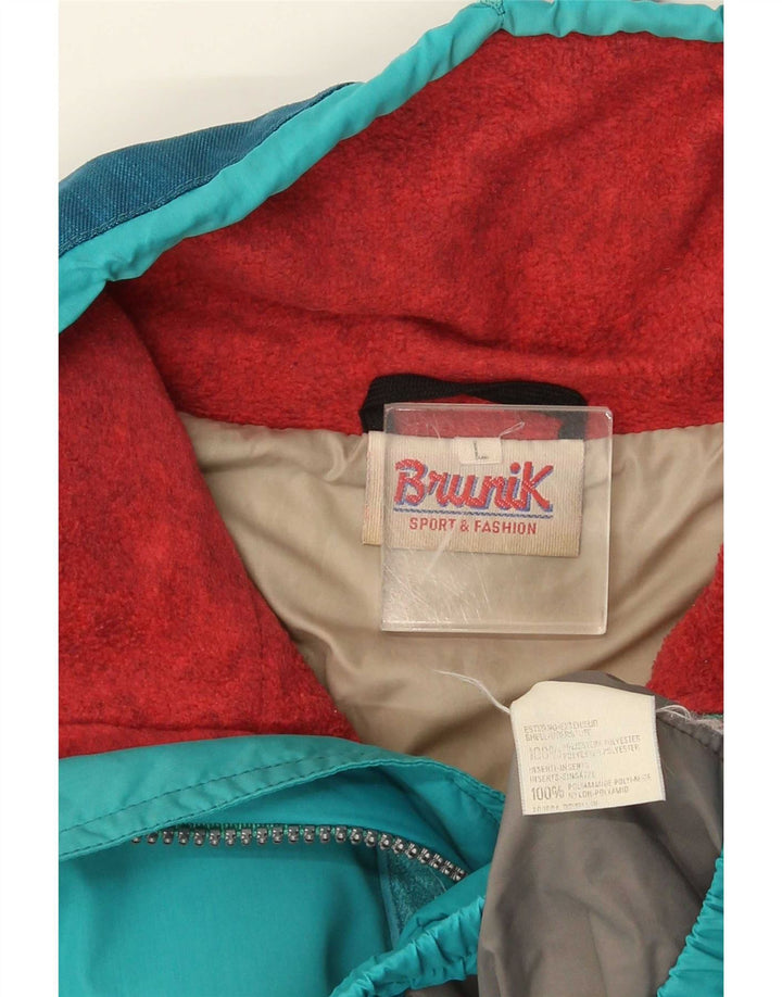 Brunik Ανδρικό Anorak Fleece Jacket UK 40 Large Blue Colorblock Polyester