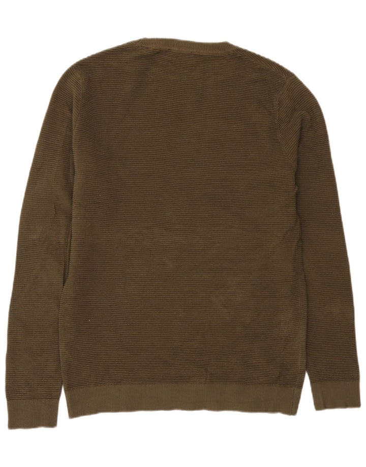 Jack & Jones Ανδρικό πουλόβερ με λαιμόκοψη από μεσαίο χακί βαμβάκι