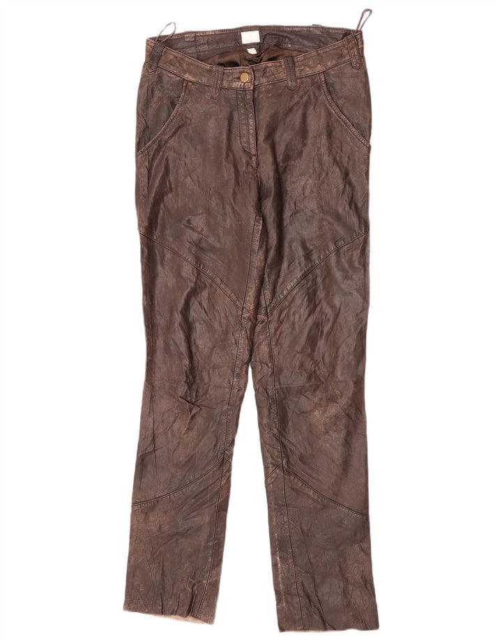 Alba Moda Γυναικείο Λεπτό Δερμάτινο Παντελόνι EU 36 Small W26 L32 Καφέ