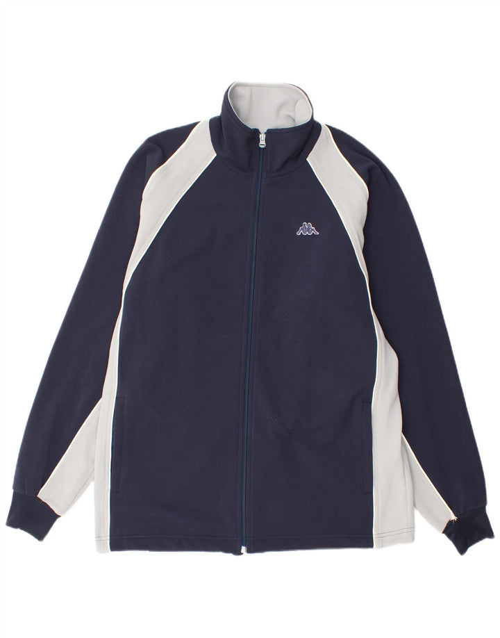 KAPPA Mens Tracksuit Top Jacket Medium Navy Blue Colourblock Polyester