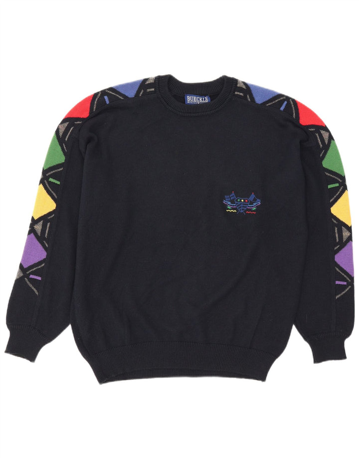 Ανδρικό πουλόβερ Bueckle Crew Neck Jumper IT 48 Medium Navy Blue Geometric