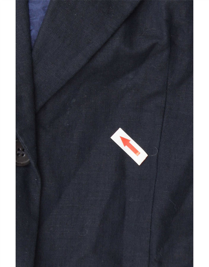 Benetton Γυναικείο Μπουφάν Blazer με 2 Κουμπιά IT 42 Medium Navy Blue Βαμβακερό