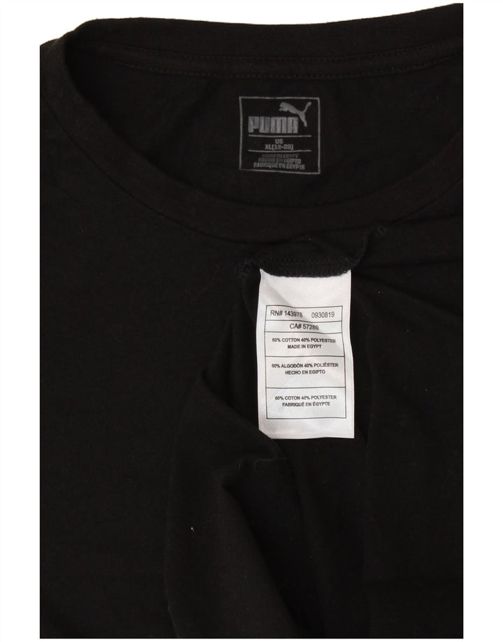 PUMA γραφικό τοπ μακρυμάνικο για κορίτσια 15-16 ετών XL μαύρο βαμβακερό