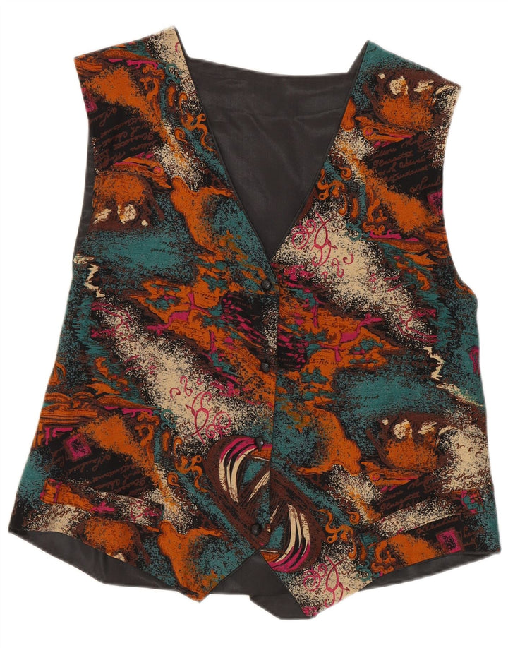 Vintage γυναικείο γιλέκο με αφηρημένο σχέδιο UK 14 Medium πολύχρωμο