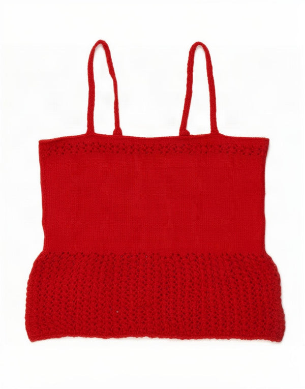 Vintage γυναικείο Crop Knit Cami Top 10 Small Red