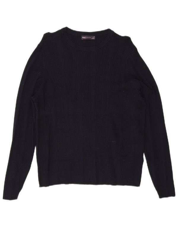 Marks & Spencer Γυναικείο πουλόβερ με λαιμό σκάφος UK 22 3XL Navy Blue Viscose