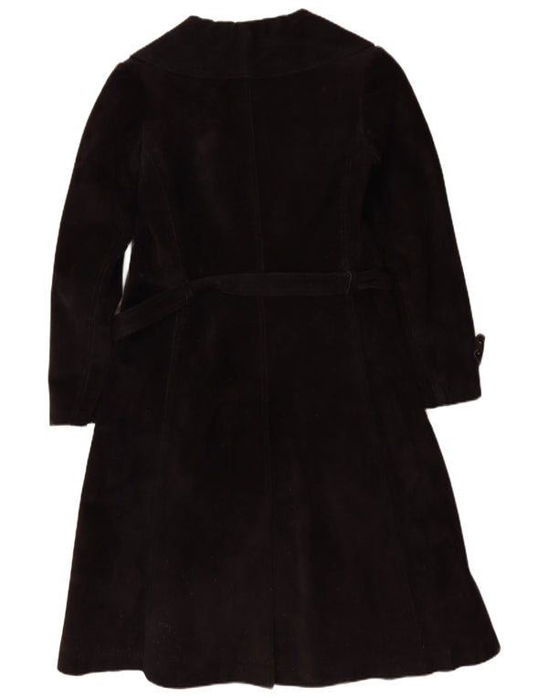 Vintage γυναικείο παλτό Shearling UK 10 Small μαύρο δέρμα