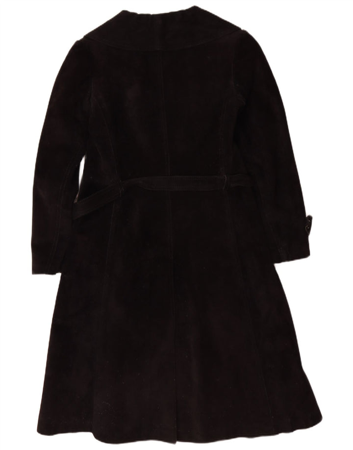 Vintage γυναικείο παλτό Shearling UK 10 Small μαύρο δέρμα