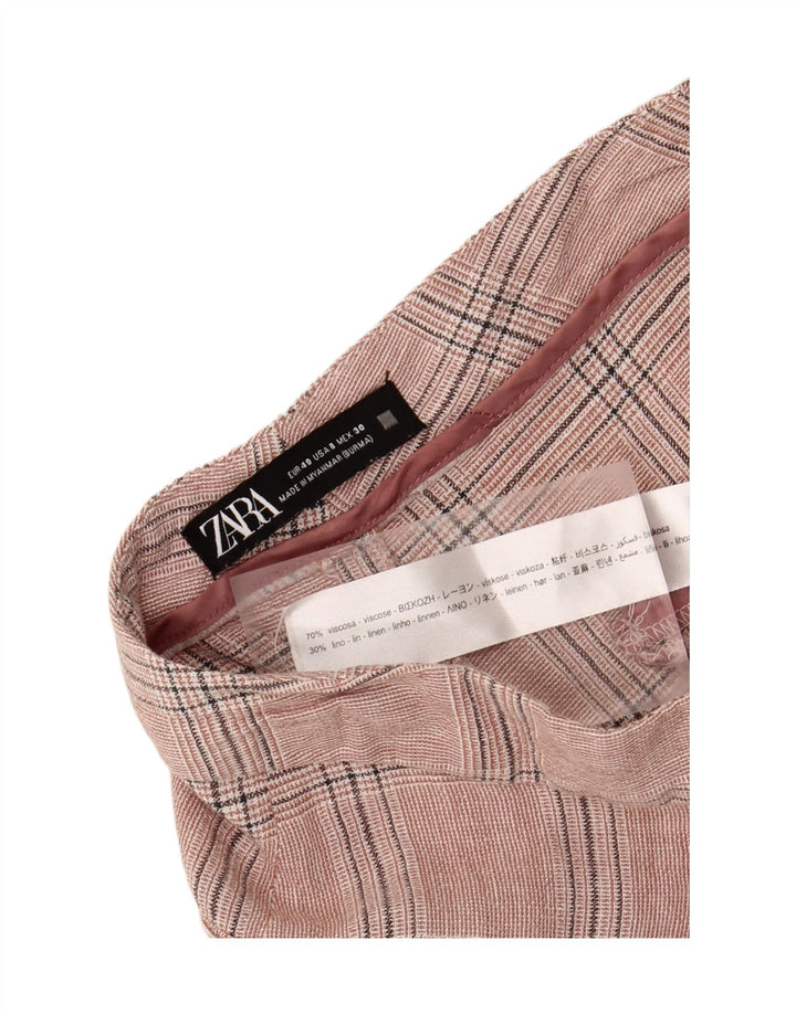 ZARA Womens Slim Cropped Trousers EU 40 Medium W30 L23 Pink Houndstooth Vintage Zara and Second-Hand Zara from Messina Hembry 